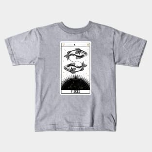 Pisces Distressed Goth Tarot Zodiac Sign Kids T-Shirt